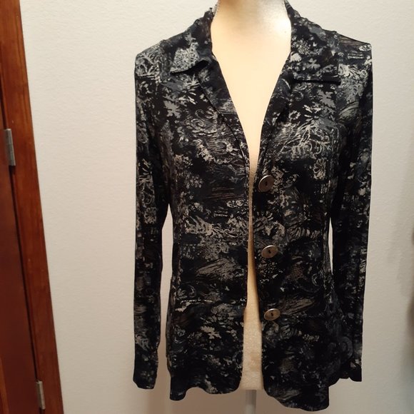 Chico’s Travelers Twilight Shadows Gwendolyn Jacket Size 1 (Medium 8) - Picture 4 of 6